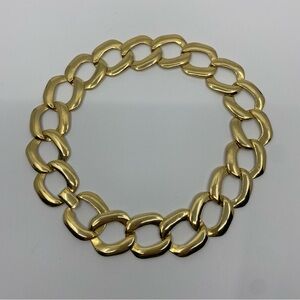 Vintage gold tone circle chain chain link choker necklace 80s clasp
